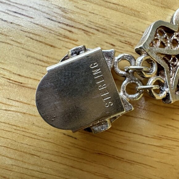 VTG‎ Art Deco Sterling Silver Filigree Panel Link Bracelet 6.25 Ornate 21.9 g - Picture 7 of 9